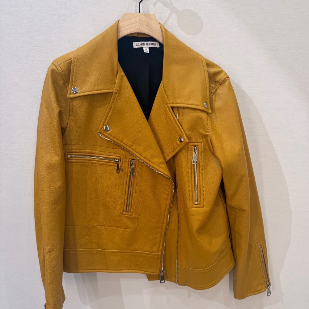 Elizabeth and James Mustard Faux Leather Biker Jacket